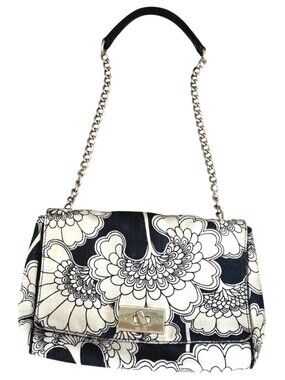 Kate Spade Women's Handbag Japanese Floral Canvas Rare Find Bethany Black Cream
